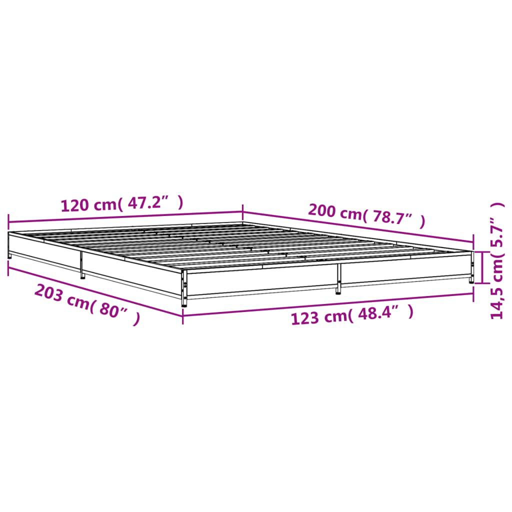 vidaXL Πλαίσιο Κρεβατιού Sonoma Δρυς 120x200 εκ. Επεξ. Ξύλο & Μέταλλο