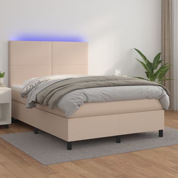 vidaXL &Kappa;&rho;&epsilon;&beta;ά&tau;&iota; Boxspring &Sigma;&tau;&rho;ώ&mu;&alpha;&LED &Kappa;&alpha;&pi;&omicron;&upsilon;&tau;&sigma;ί&nu;&omicron; 140x190 &epsilon;&kappa;. &Sigma;&upsilon;&nu;&theta;. &Delta;έ&rho;&mu;&alpha;