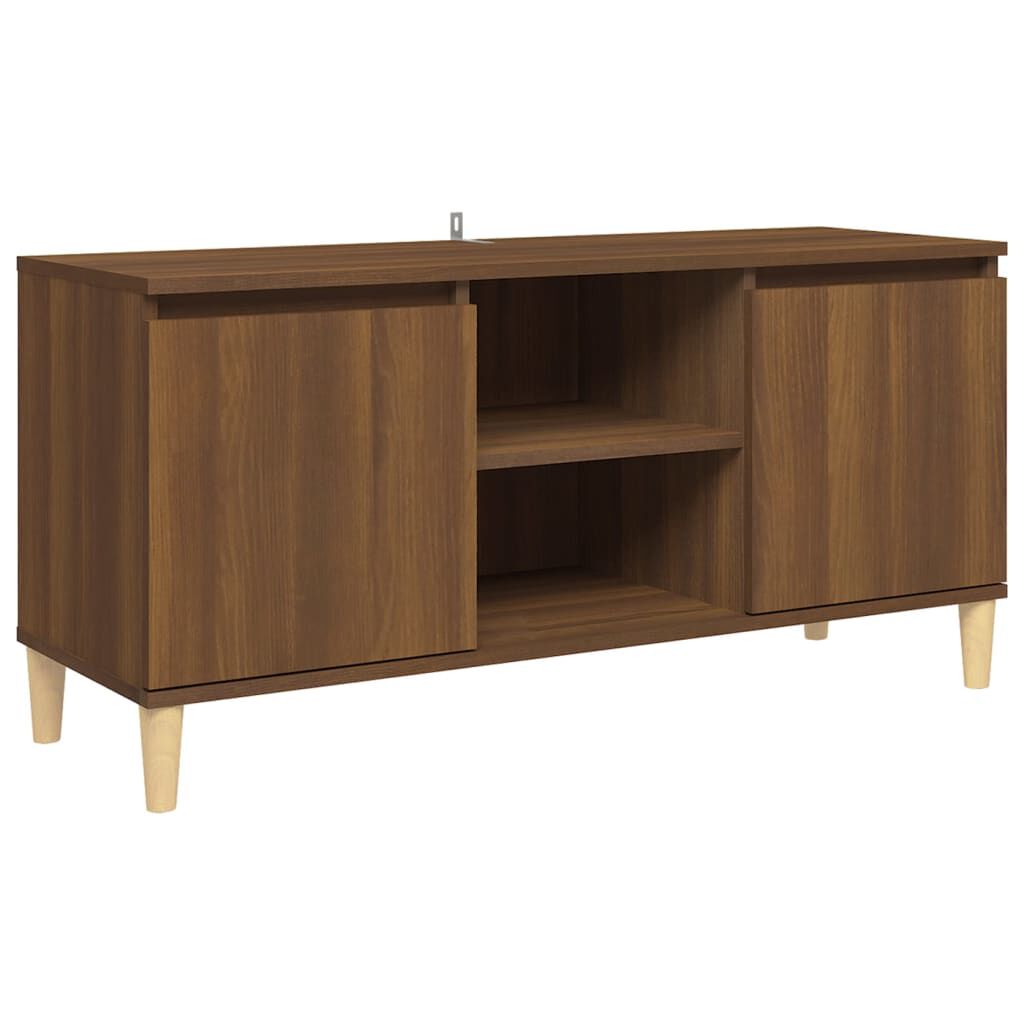 vidaXL Έπιπλο Τηλεόρασης Καφέ Δρυς 103,5x35x50εκ. Μασίφ Ξύλινα Πόδια