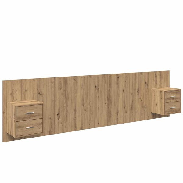 vidaXL Κεφαλή κρεβατιού με κομοδίνο με συρτάρι 3 pcs Artisan Oak