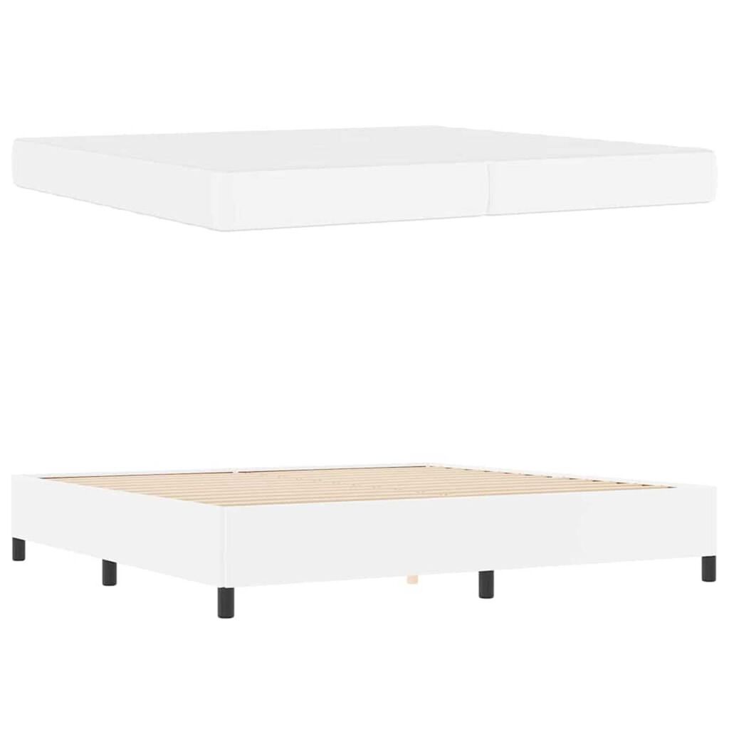 vidaXL Σκελετός κρεβατιού με στρώμα Λευκό 200 x 200 cm Τεχνητό δέρμα