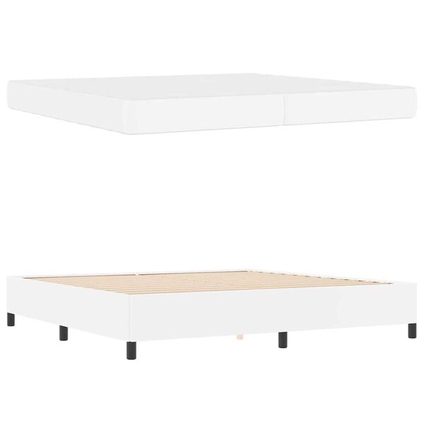 vidaXL Σκελετός κρεβατιού με στρώμα Λευκό 200 x 200 cm Τεχνητό δέρμα