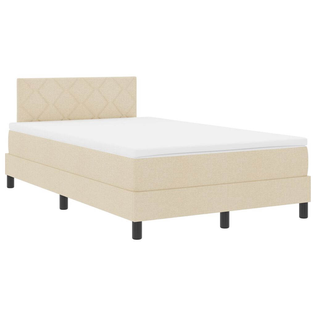 vidaXL Κρεβάτι με Στρώμα Κρέμ 120x190 cm Υφασμάτινο