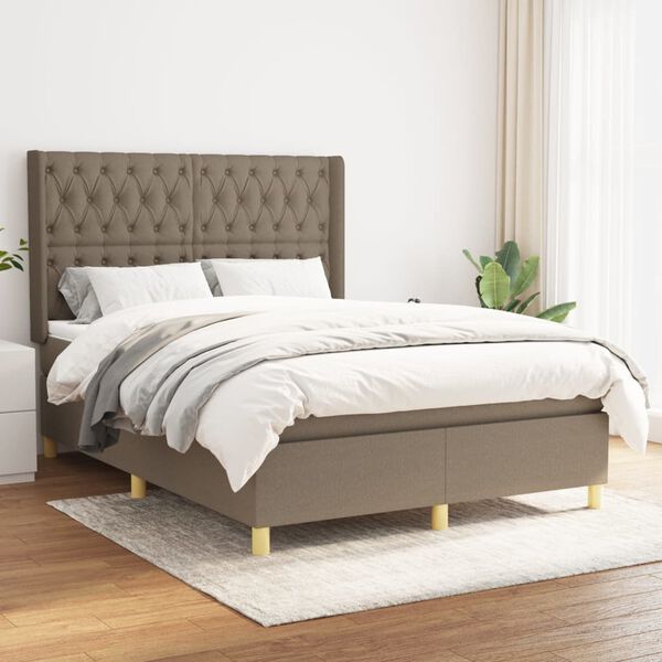 vidaXL &Kappa;&rho;&epsilon;&beta;ά&tau;&iota; Boxspring &mu;&epsilon; &Sigma;&tau;&rho;ώ&mu;&alpha; Taupe 140x190 &epsilon;&kappa;. &Upsilon;&phi;&alpha;&sigma;&mu;ά&tau;&iota;&nu;&omicron;