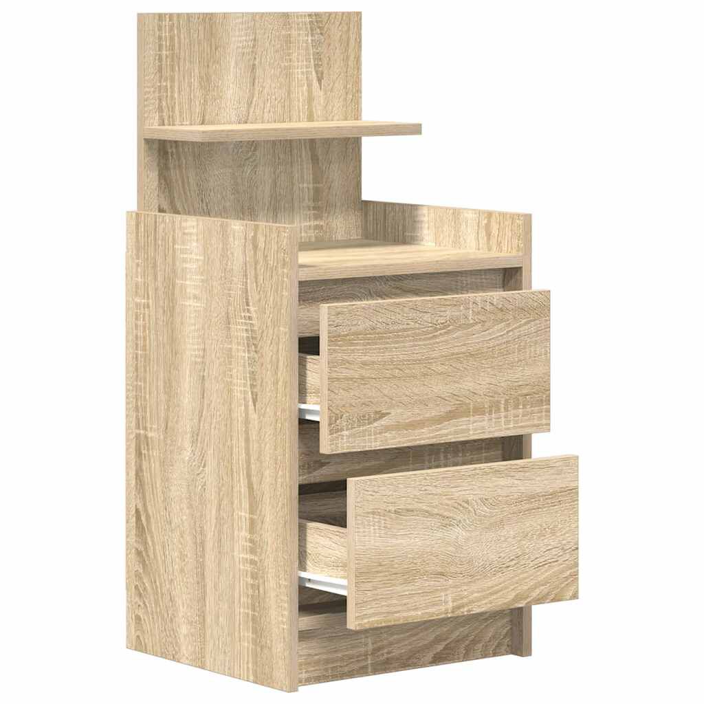 vidaXL Κομοδίνα με 2 συρτάρια 2 τεμάχια Sonoma Δρυς 38x34x80 εκ.