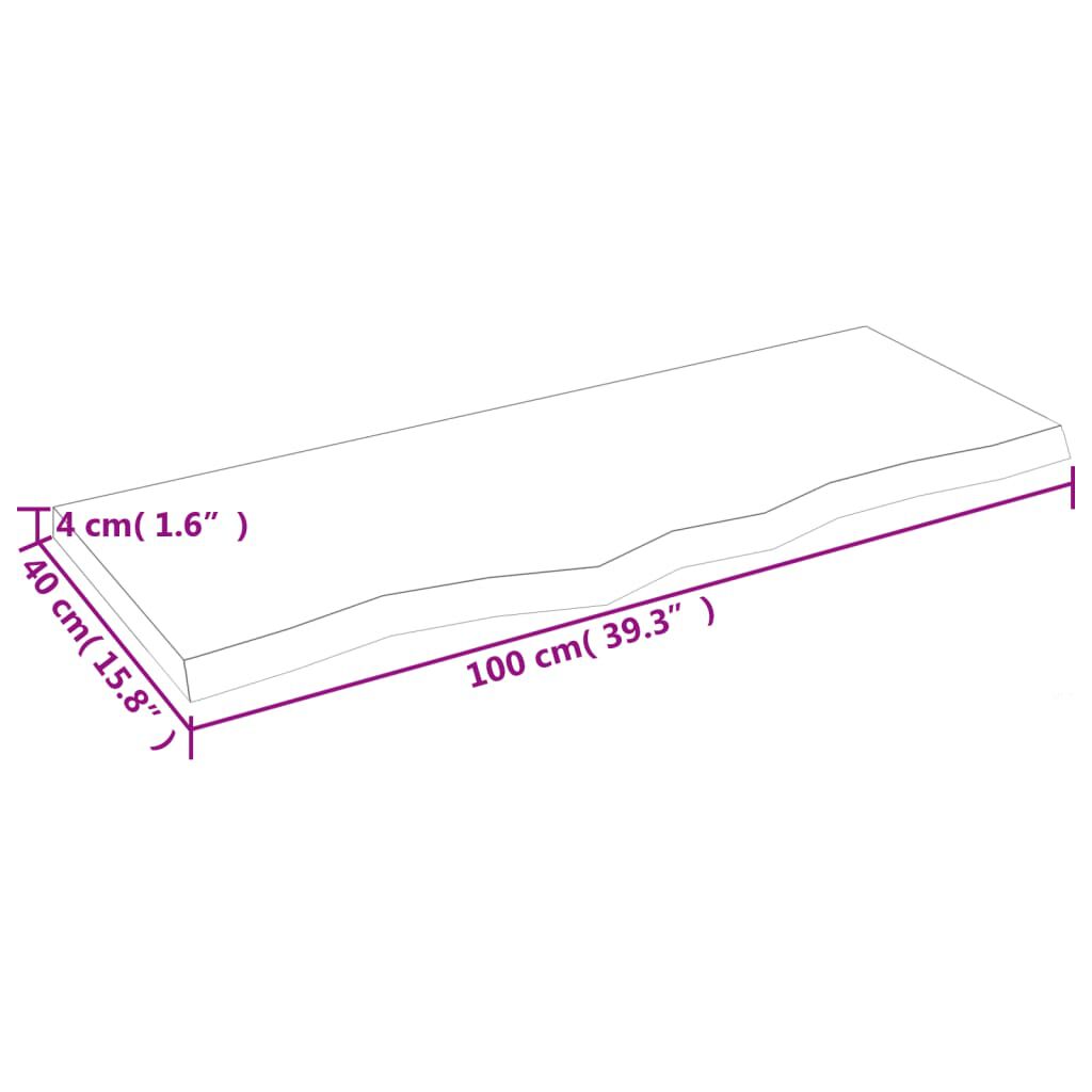 vidaXL Επιφ Τραπεζιού Αν Καφέ 100x40x(2-4)εκ. Επεξ. Μασίφ Ξύλο Δρυός