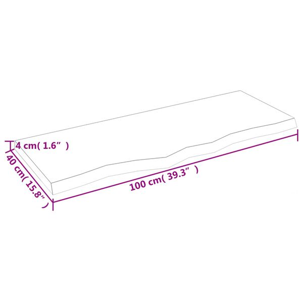 vidaXL Επιφ Τραπεζιού Αν Καφέ 100x40x(2-4)εκ. Επεξ. Μασίφ Ξύλο Δρυός