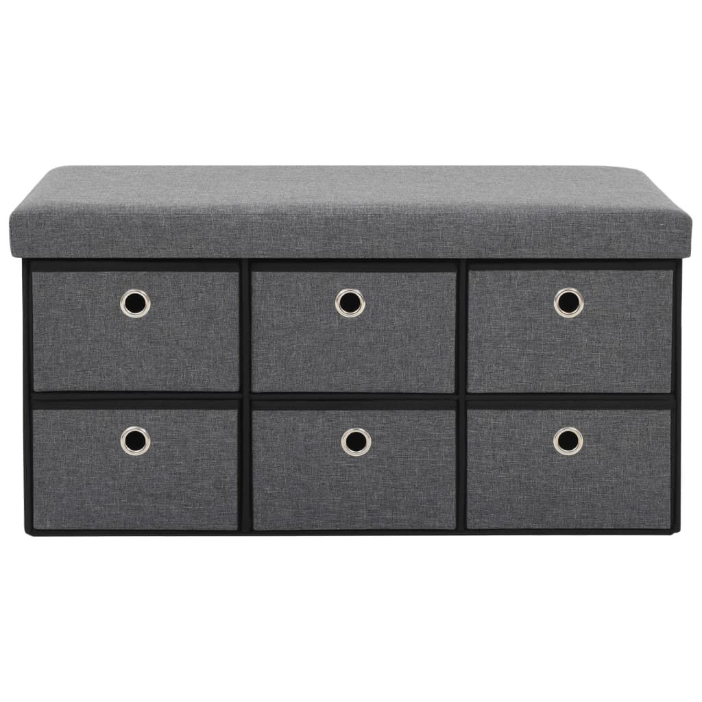 vidaXL Πάγκος Αποθήκευσης Σκούρο Γκρι 76x38x38 εκ. Συνθετικό Λινό