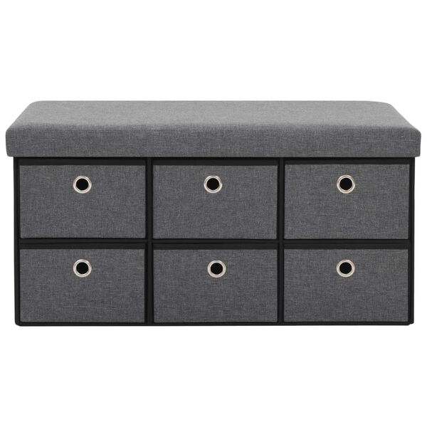 vidaXL Πάγκος Αποθήκευσης Σκούρο Γκρι 76x38x38 εκ. Συνθετικό Λινό