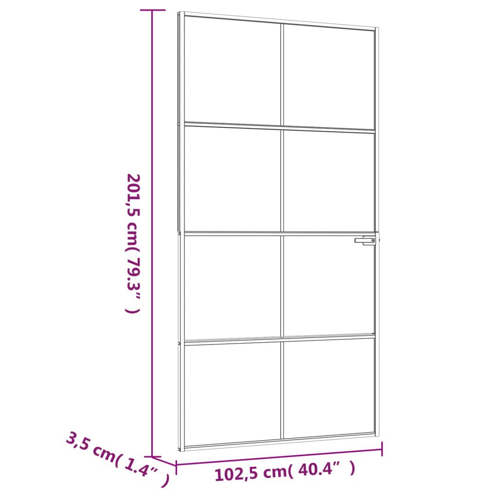 vidaXL Εσωτερική Πόρτα 102x201,5 εκ. Ψημένο Γυαλί και Λεπτό Αλουμίνιο