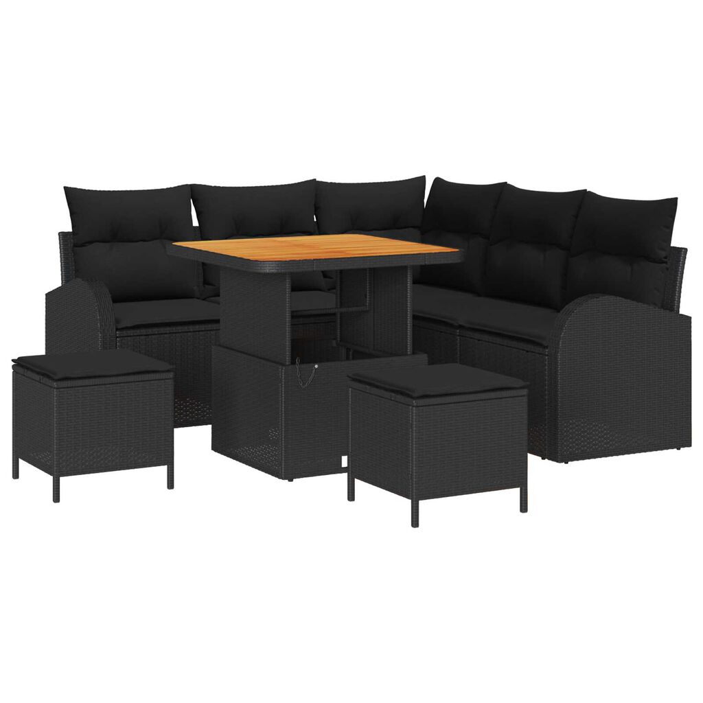 vidaXL Σετ Καναπέ Κήπου με μαξιλάρι 8 pcs Μαύρο Πολυ ράταν
