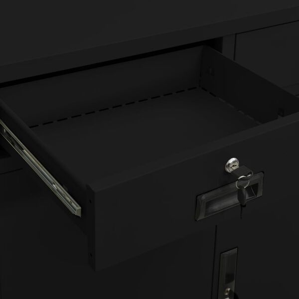vidaXL Ντουλάπα Γραφείου Μαύρη 90 x 40 x 102 εκ. Ατσάλινη