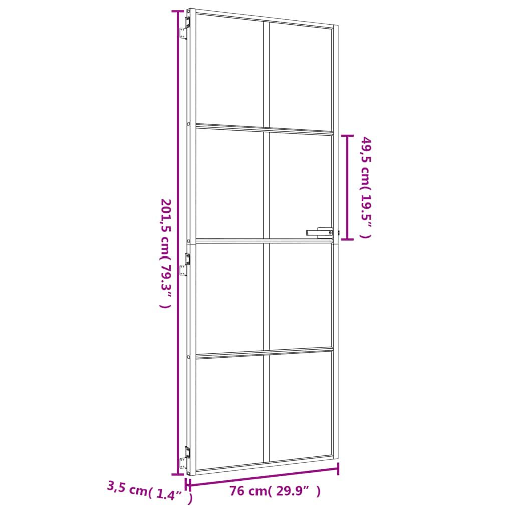 vidaXL Εσωτερική Πόρτα Χρυσή 76 x 201,5 εκ. Ψημένο Γυαλί & Αλουμίνιο