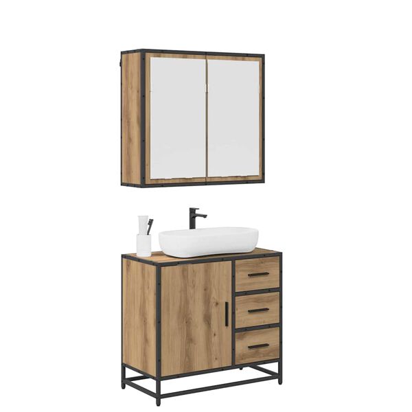 vidaXL Σετ Επίπλων Μπάνιου με πόρτα 2 pcs artisan δρυς 65 x 33 x 60 εκ