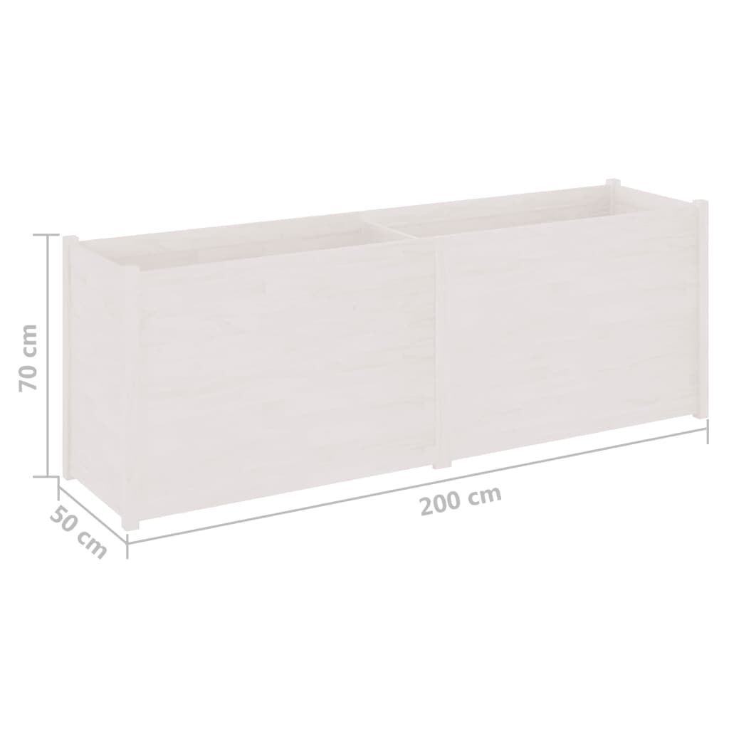 vidaXL Ζαρντινιέρα Κήπου Λευκό 200 x 50 x 70 εκ. από Μασίφ Ξύλο Πεύκου
