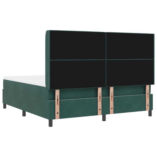 vidaXL Κρεβάτι με ελατήρια Σκούρο πράσινο 180 x 200 cm Βελούδο