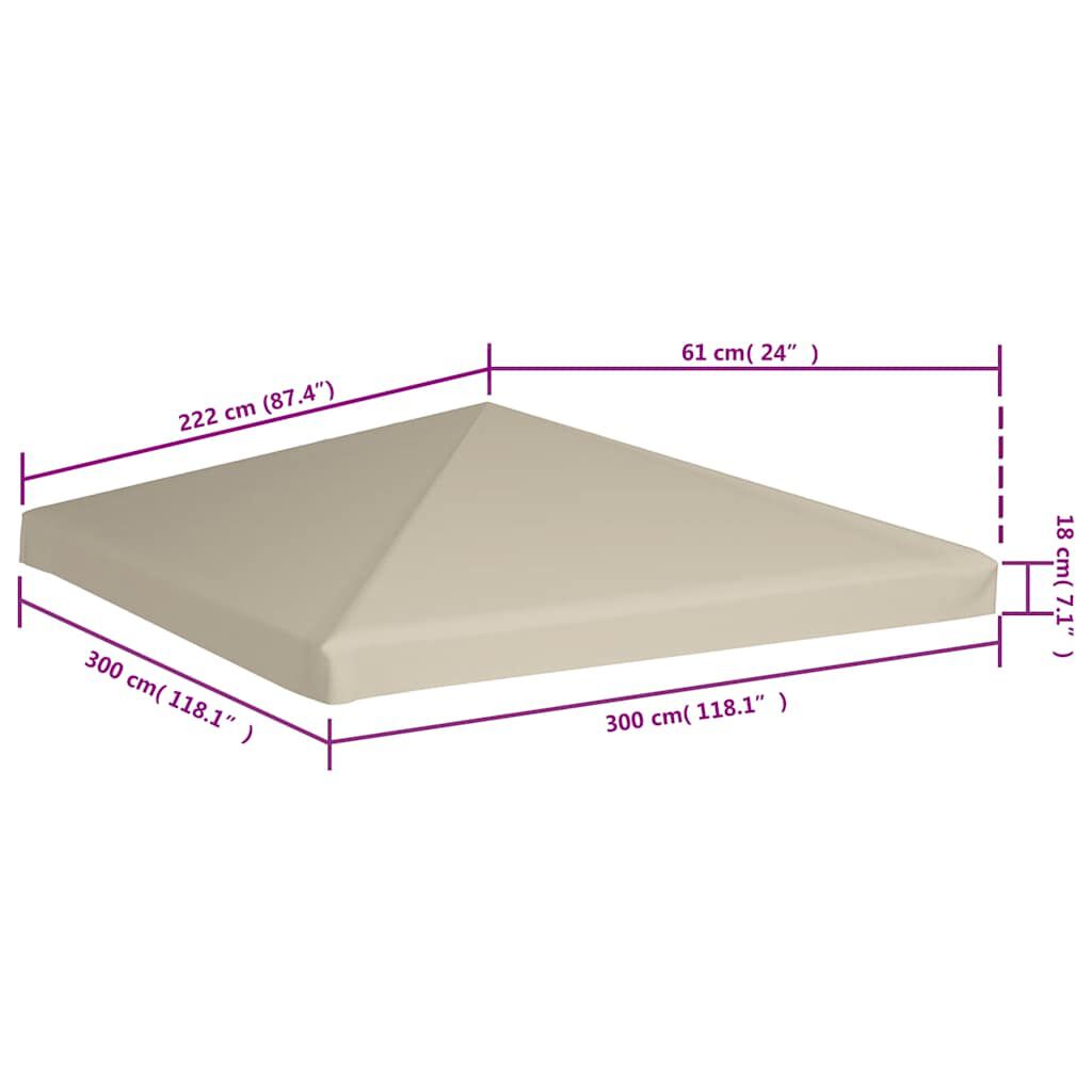 vidaXL Κάλυμμα για Κιόσκι Μπεζ 3 x 3 μ. 310 γρ./μ²