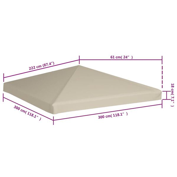 vidaXL Κάλυμμα για Κιόσκι Μπεζ 3 x 3 μ. 310 γρ./μ²