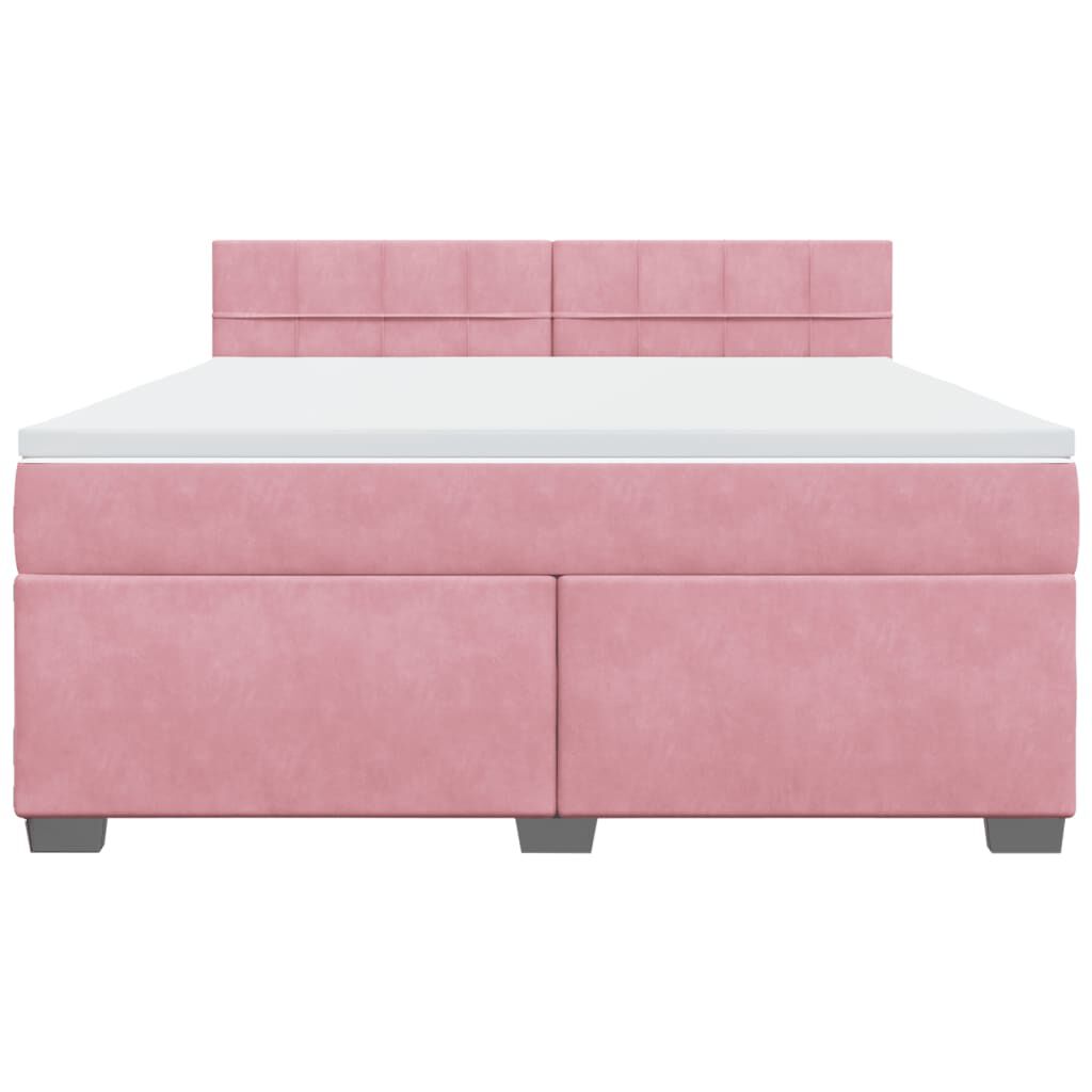 vidaXL Κρεβάτι Boxspring με Στρώμα Ροζ 180x200 εκ. Βελούδινο