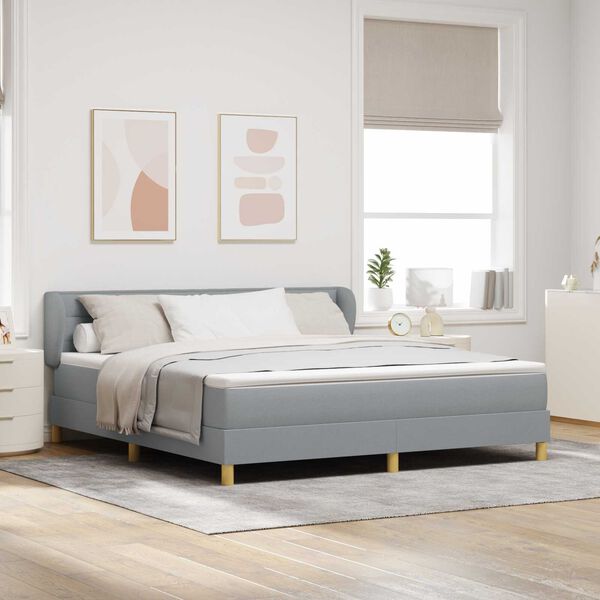 Κρεβάτι Box Spring VidaXL με Στρώμα σε Ανοιχτό Γκρι 180x200 εκ. Ύφασμα