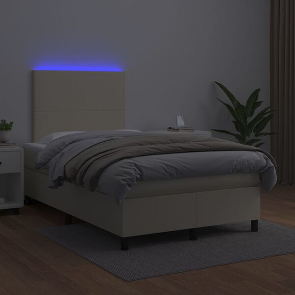 vidaXL &Kappa;&rho;&epsilon;&beta;ά&tau;&iota; Boxspring &mu;&epsilon; &Sigma;&tau;&rho;ώ&mu;&alpha; & LED &Kappa;&rho;&epsilon;&mu; 120x200 &epsilon;&kappa;. &Sigma;&upsilon;&nu;&theta;. &Delta;έ&rho;&mu;&alpha;