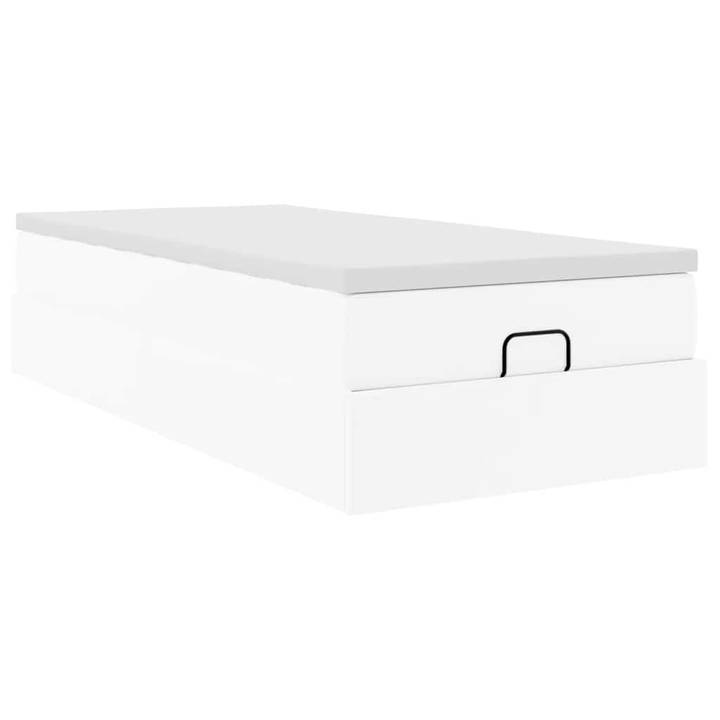 vidaXL Οθωμανικό κρεβάτι με στρώμα Λευκό 100x200cm Faux Leather