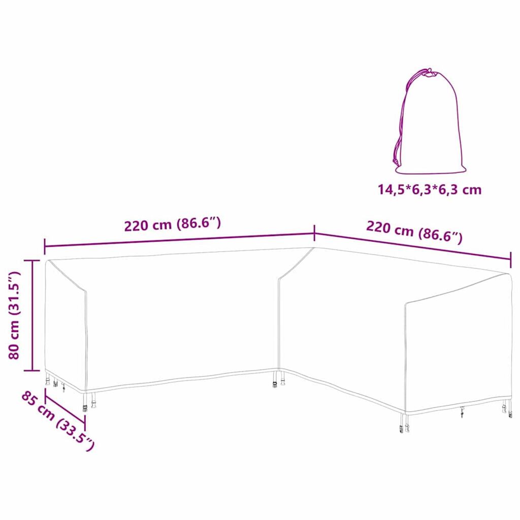 vidaXL Κάλυμμα επίπλων εξωτερικού χώρου 220 x 220 x 80 εκ.