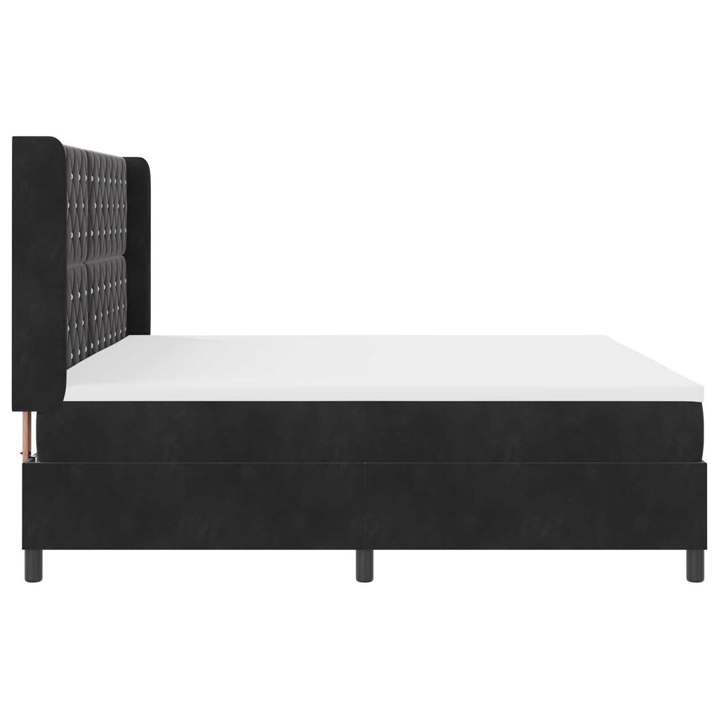 vidaXL Κρεβάτι με ελατήρια με κεφαλάρι Μαύρο 200 x 200 cm Βελούδο