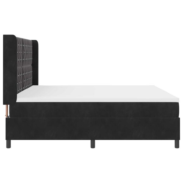 vidaXL Κρεβάτι με ελατήρια με κεφαλάρι Μαύρο 200 x 200 cm Βελούδο
