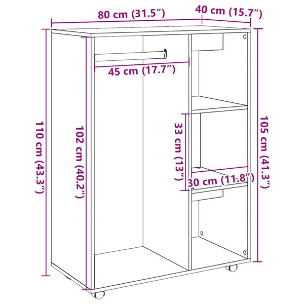 vidaXL Ντουλάπα Παλιό Ξύλο 80 x 40 x 110 εκ. από Μοριοσανίδα