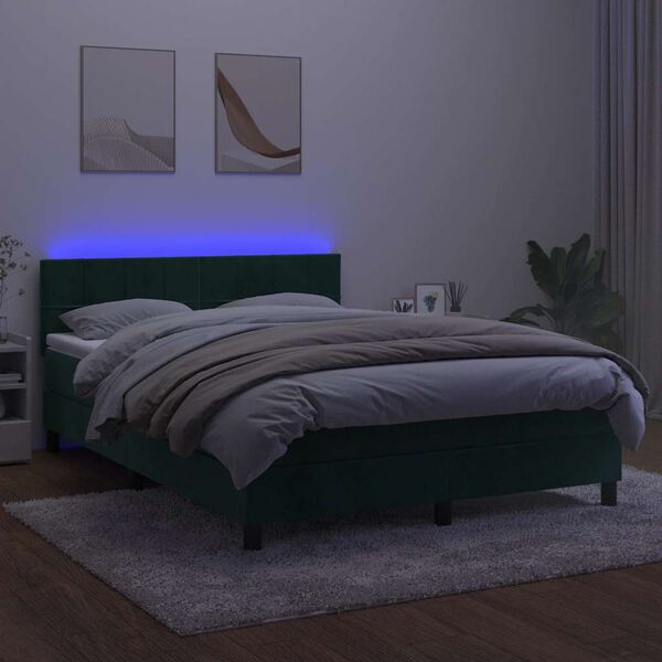 vidaXL &Kappa;&rho;&epsilon;&beta;ά&tau;&iota; Boxspring &mu;&epsilon; &Sigma;&tau;&rho;ώ&mu;&alpha; & LED &Sigma;&kappa;. &Pi;&rho;ά&sigma;&iota;&nu;&omicron; 140x190&epsilon;&kappa; &Beta;&epsilon;&lambda;&omicron;ύ&delta;&omicron;
