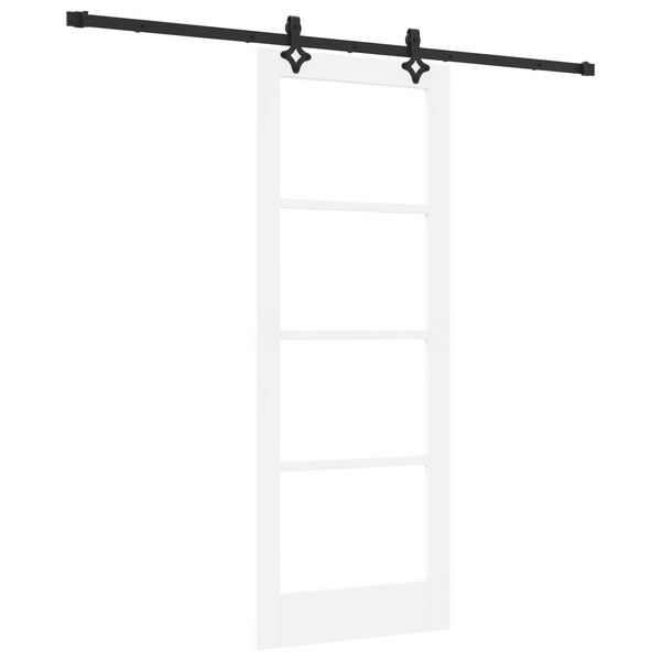 vidaXL Συρόμενη Πόρτα Λευκό 78 x 202 εκ. Μασίφ ξύλο πεύκου και γυαλί