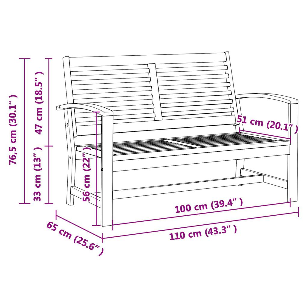 vidaXL Σετ Καναπέ Κήπου 2 pcs Καστανό Μασίφ ξύλο teak