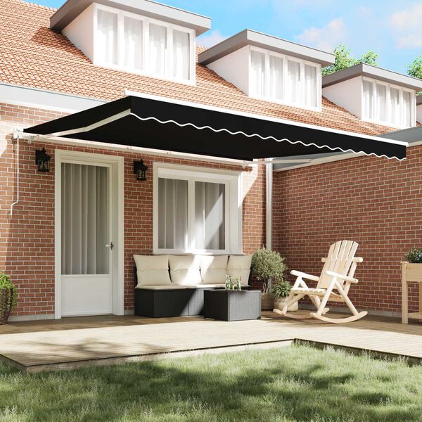 vidaXL Αυτόματη Ανασυρόμενη Τέντα Μαύρη 400x350 εκ