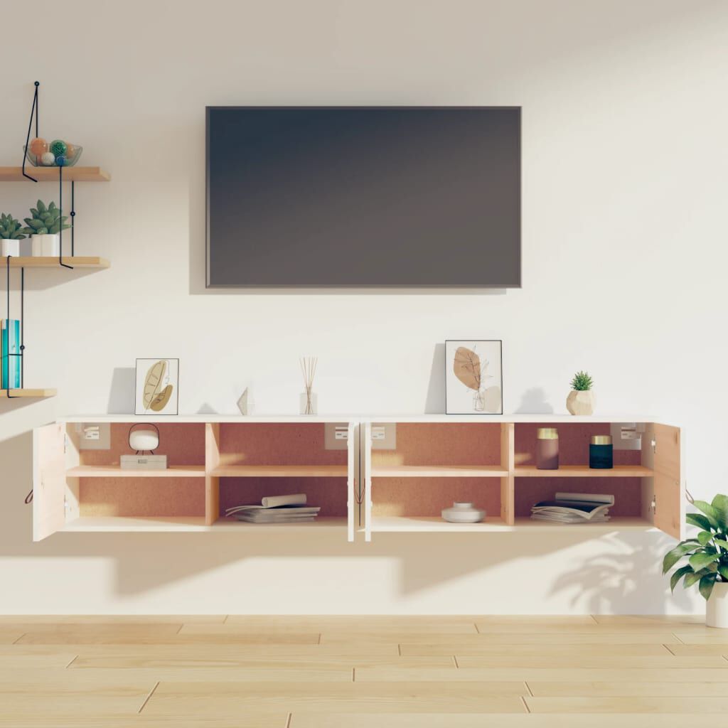 vidaXL Ντουλάπια Τοίχου 2 τεμ. 80 x 30 x 30 εκ. από Μασίφ Ξύλο Πεύκου