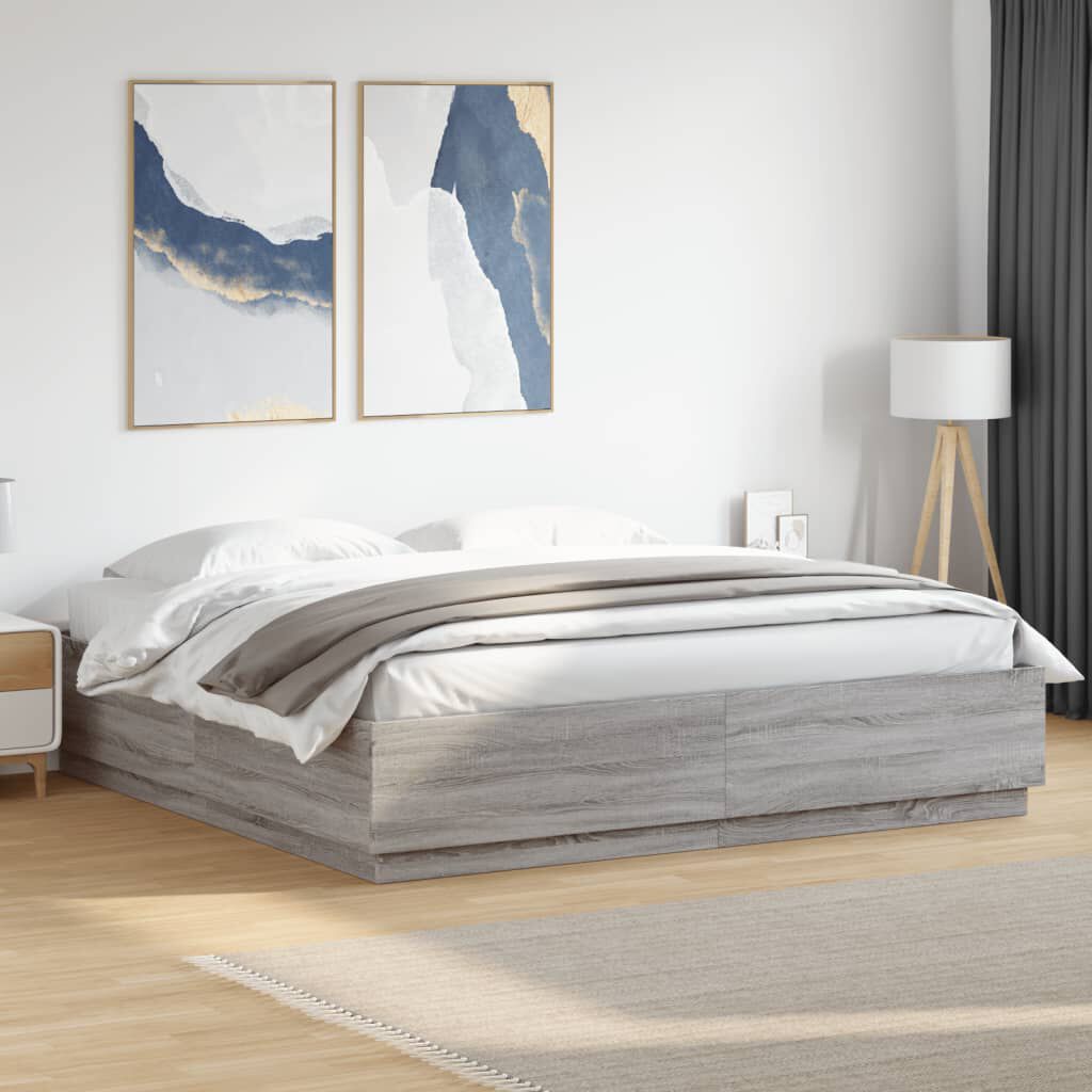 vidaXL Πλαίσιο Κρεβατιού Γκρι Sonoma 200x200 εκ. Επεξεργασμένο Ξύλο