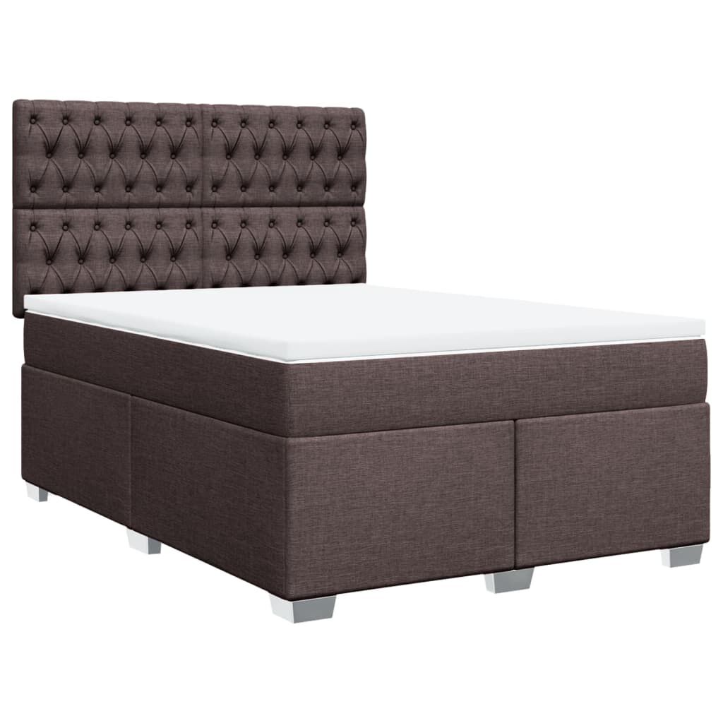 vidaXL Κρεβάτι Boxspring με Στρώμα Σκούρο Καφέ 140x190 εκ. Υφασμάτινο