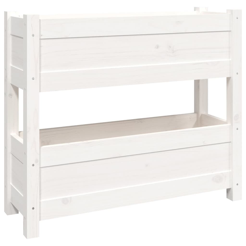 vidaXL Ζαρντινιέρα Λευκή 77 x 25 x 66 εκ. από Μασίφ Ξύλο Πεύκου