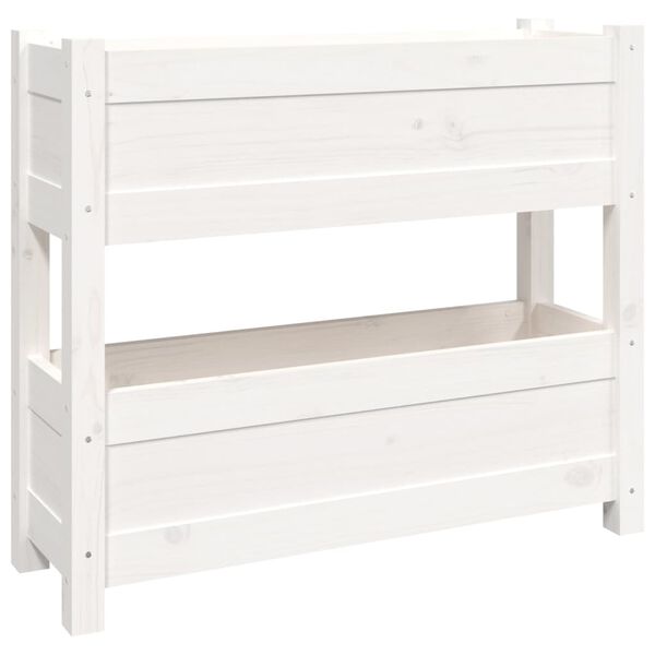 vidaXL Ζαρντινιέρα Λευκή 77 x 25 x 66 εκ. από Μασίφ Ξύλο Πεύκου