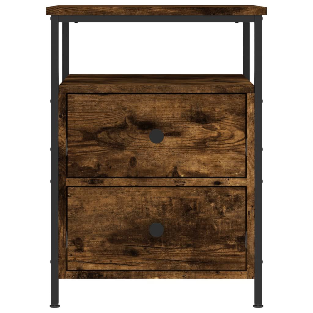 vidaXL Κομοδίνα 2 τεμ. Καπνιστή Δρυς 44x45x60 εκ. Επεξεργασμένο Ξύλο