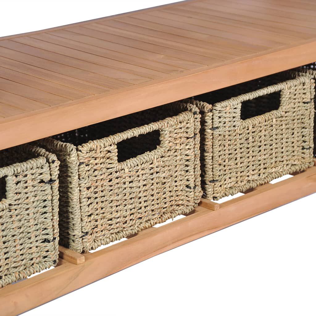 vidaXL Έπιπλο Μπάνιου 132x45x75 εκ. από Μασίφ Ξύλο Teak με 4 Καλάθια