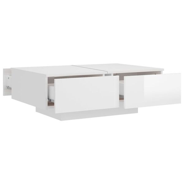vidaXL Τραπεζάκι Σαλονιού Γυαλιστερό Λευκό 90x60x31 εκ. Επεξ. Ξύλο