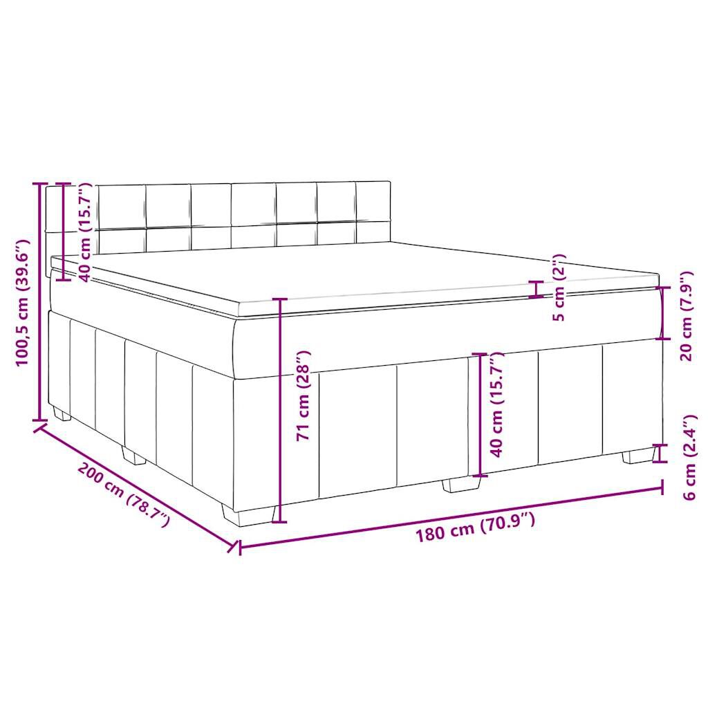 vidaXL Κρεβάτι Boxspring με Στρώμα Κρεμ 180x200 εκ. Υφασμάτινο