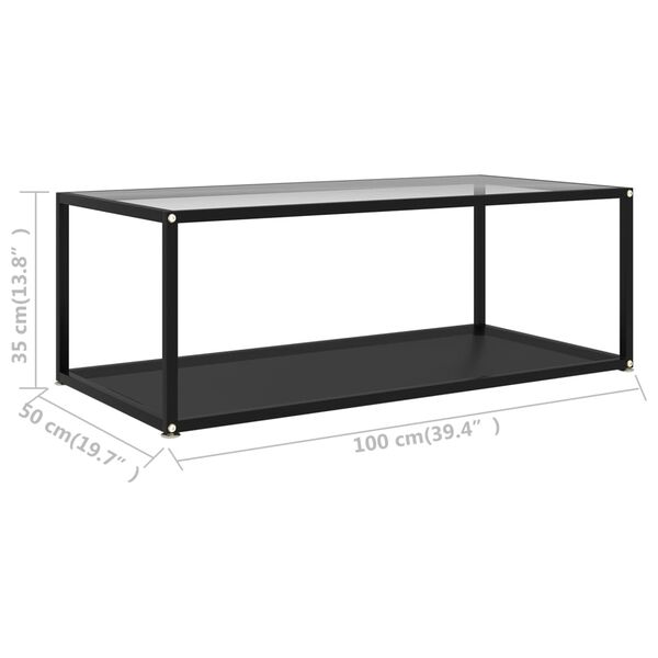 vidaXL Τραπεζάκι Σαλονιού Διαφανές / Μαύρο 100x50x35 εκ. Ψημένο Γυαλί