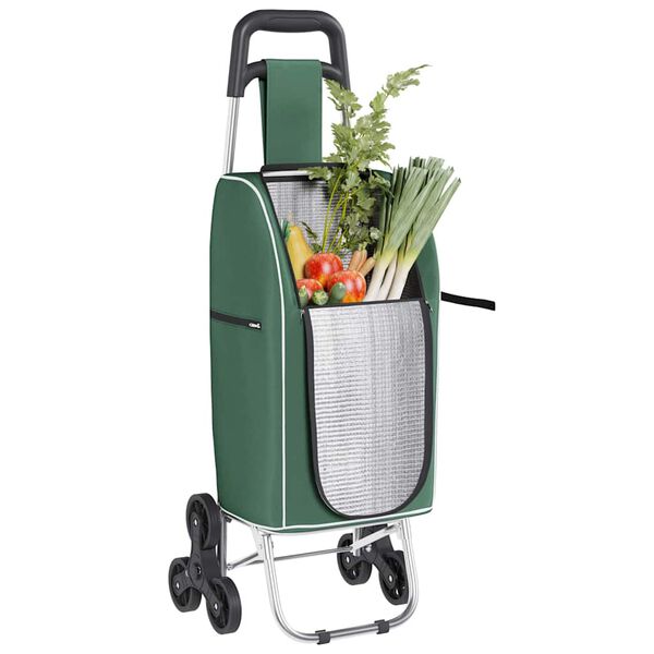 vidaXL Καρότσι Αγορών Πράσινο 39.5 x 33 x 93 εκ Ύφασμα Oxford