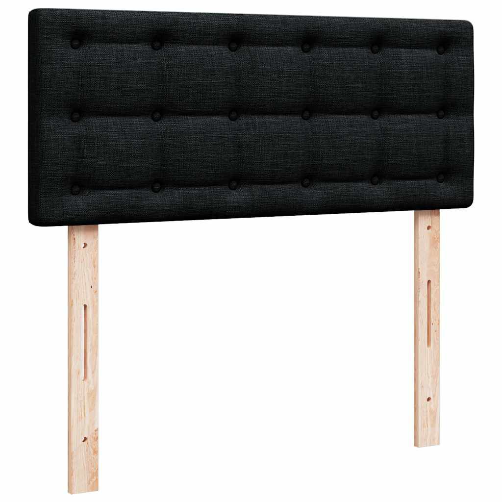 vidaXL Οθωμανικό κρεβάτι με στρώμα & LEDs Μαύρο 120x190 cm Ύφασμα