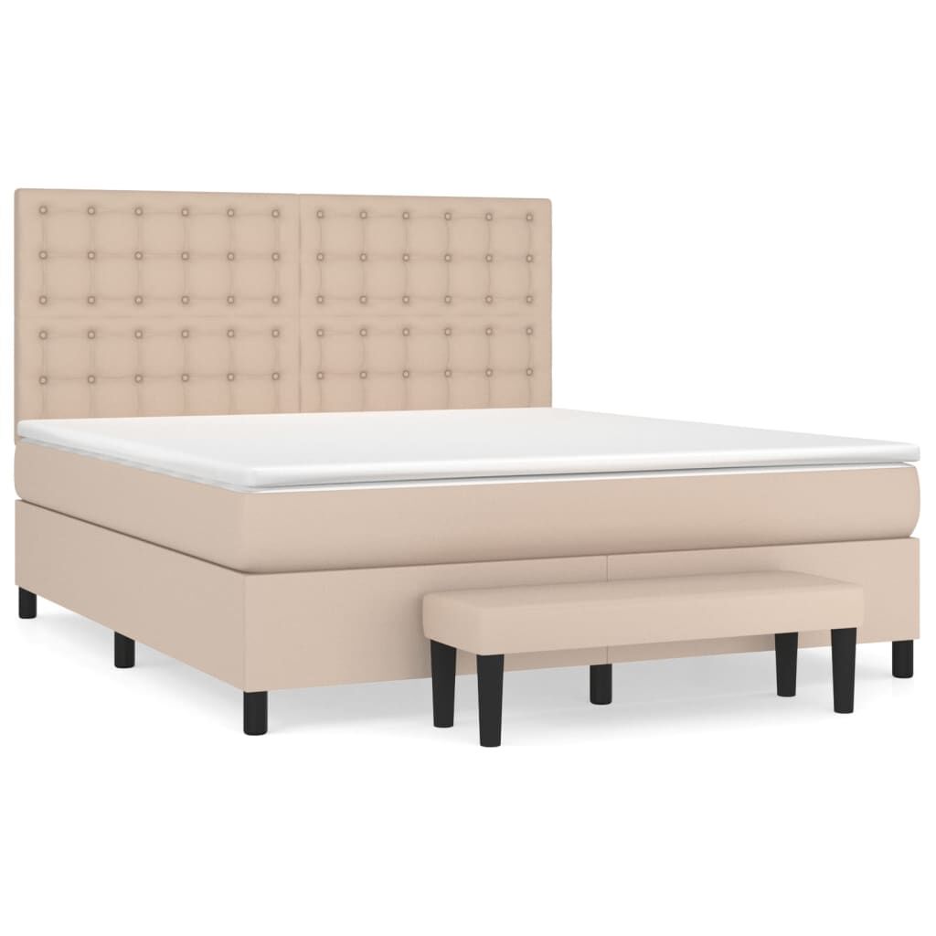vidaXL Κρεβάτι Boxspring με Στρώμα Καπουτσίνο 180x200 εκ. Συνθ. Δέρμα