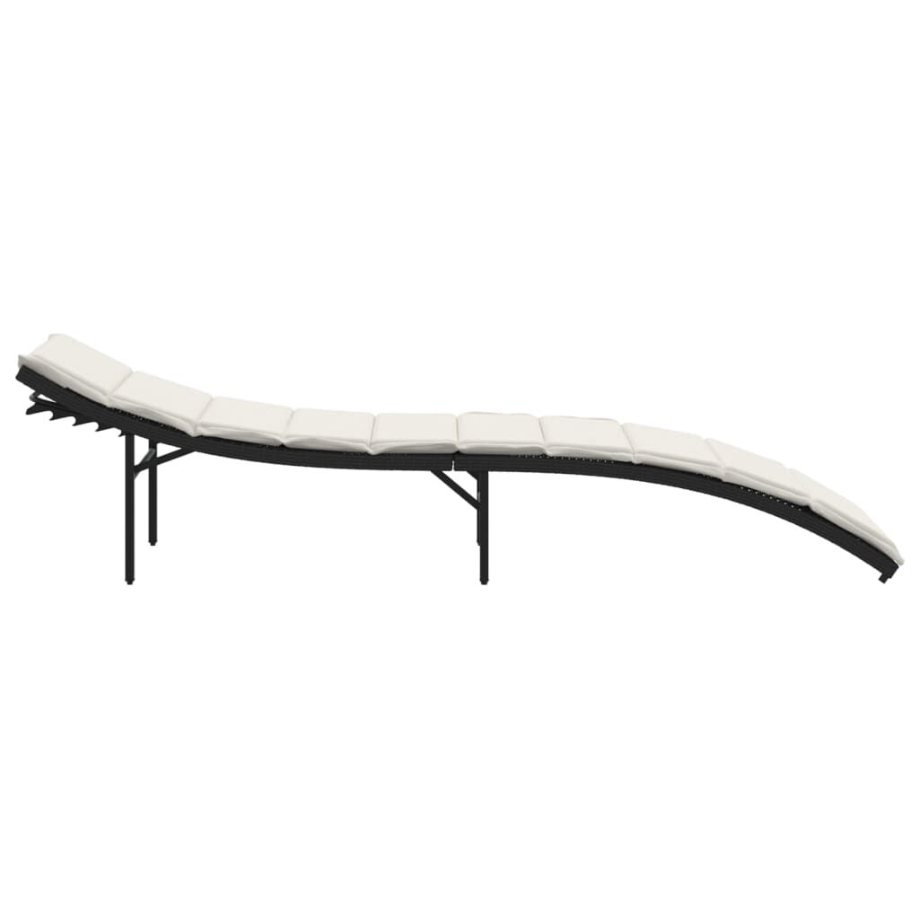 vidaXL Ξαπλώστρα Μαύρη 55x199x50 εκ. από Συνθετικό Ρατάν με Μαξιλάρι