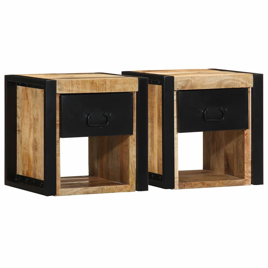 vidaXL Κομοδίνα 2 τεμάχια 40x35x40 cm Στερεό ακατέργαστο ξύλο Mango