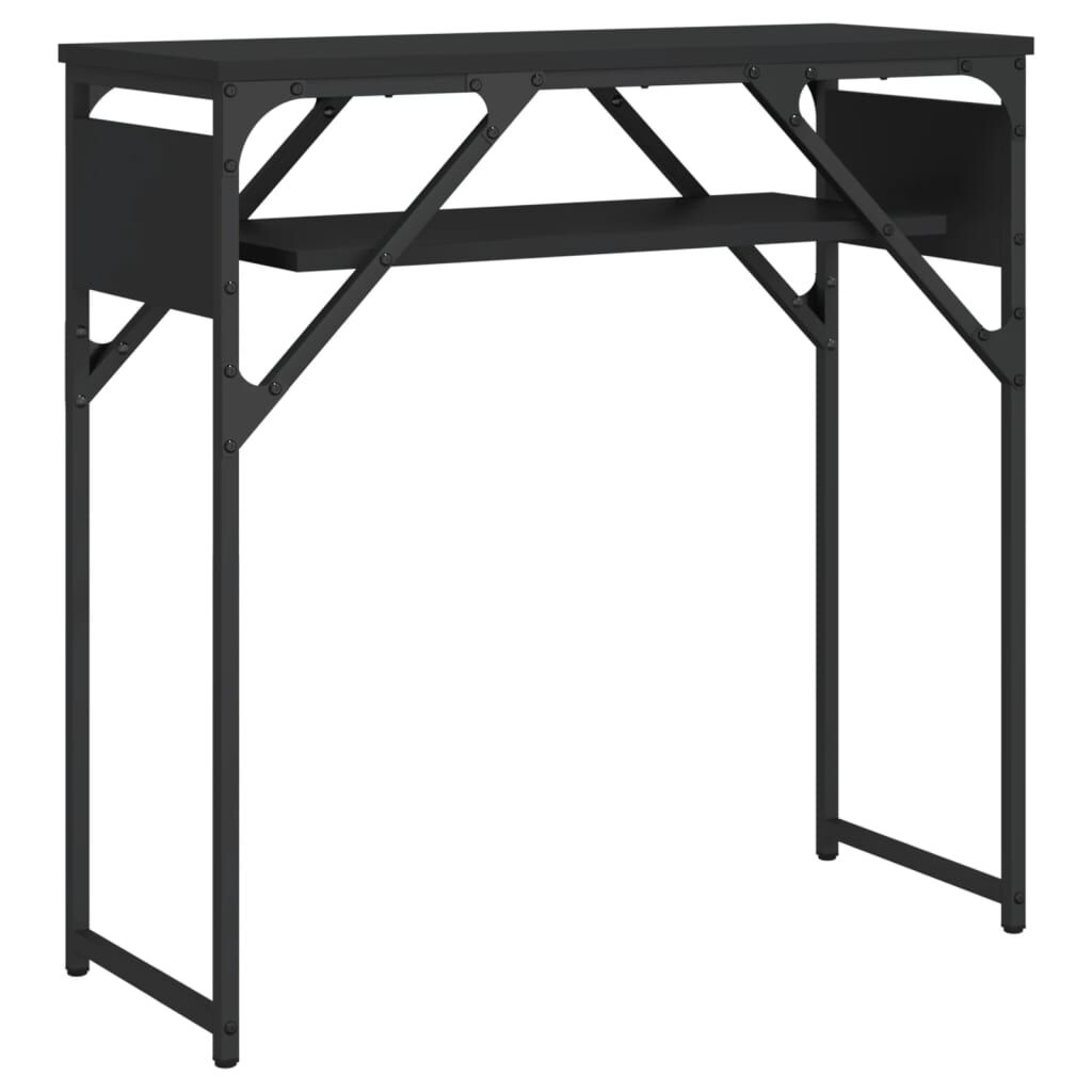 vidaXL Τραπέζι Κονσόλα με Ράφι Μαύρο 75x30x75 εκ. Επεξεργασμένο Ξύλο
